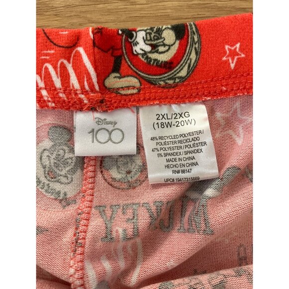 Disney 100 Womens 2XL (18W-20W) Orange Mickey Mouse Club Shorts Drums Ears - Picture 4 of 5